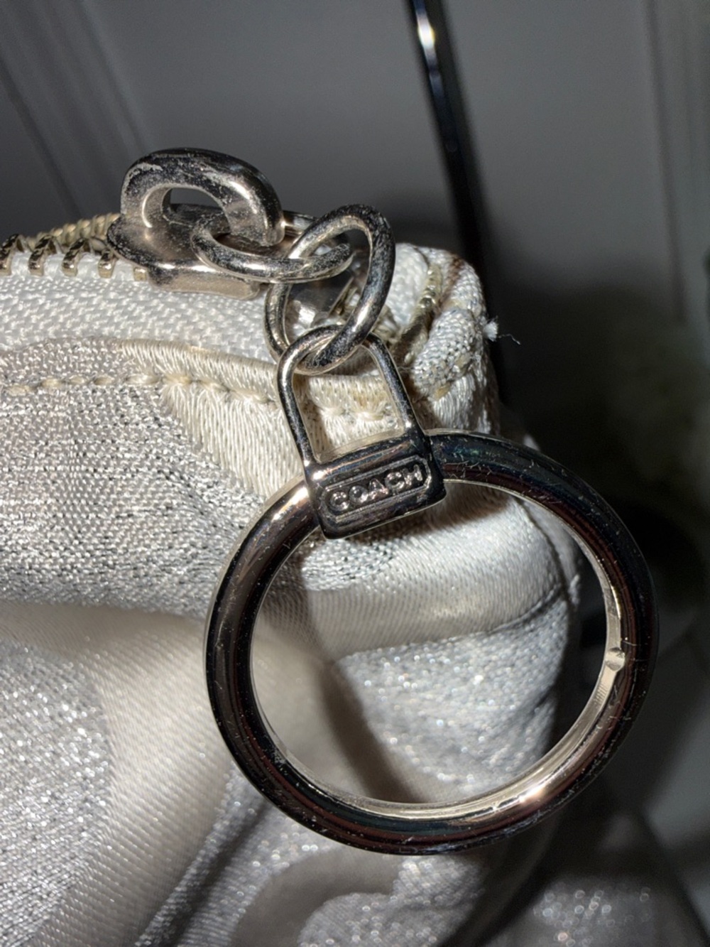 Coach Metallic Silver Signature Shoulder Bag - Picture 16 of 16